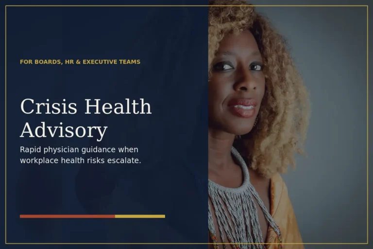 Dr Abeyna providing executive health crisis advisory in London